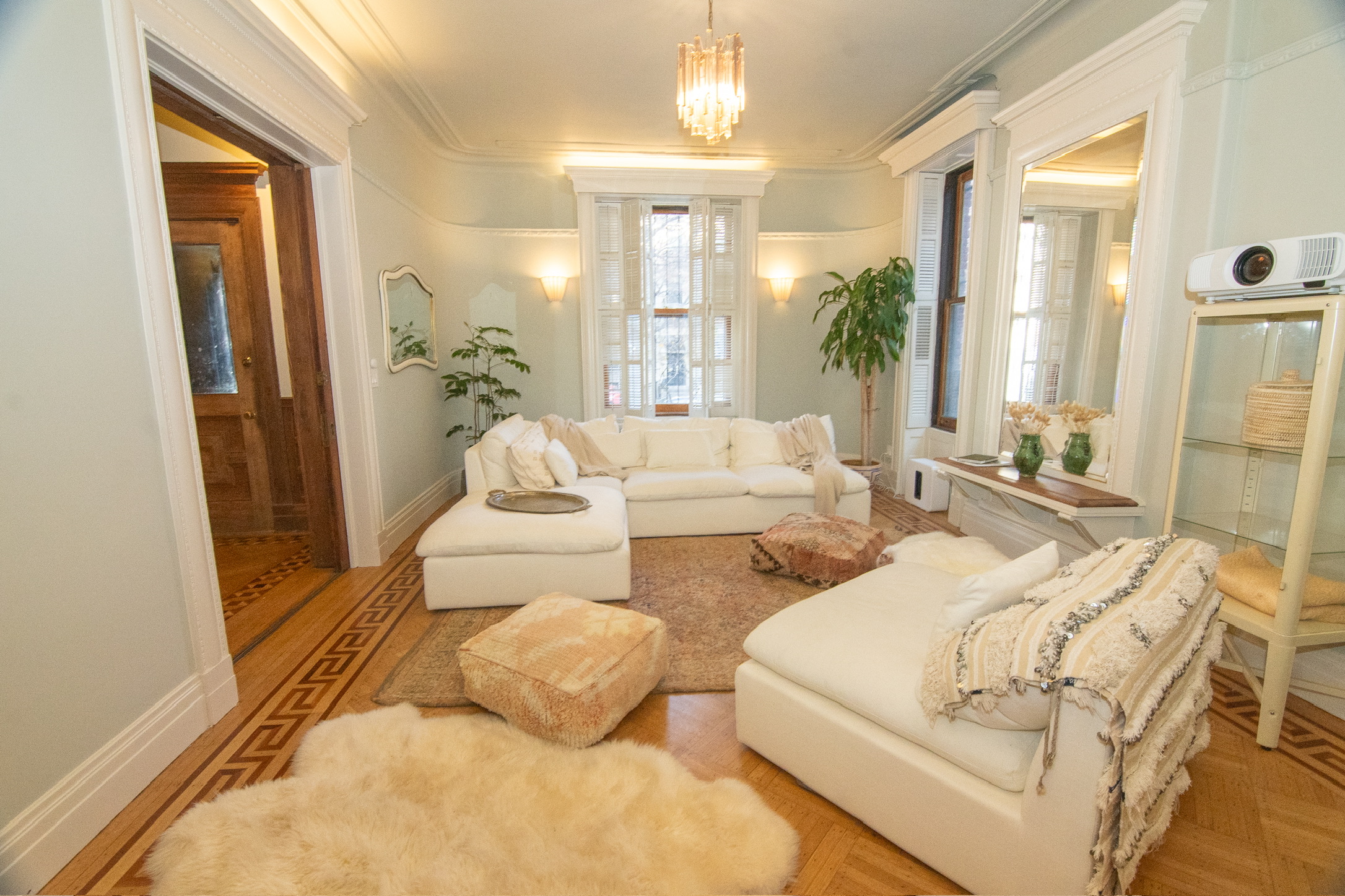 Communal living room with sectional sofa