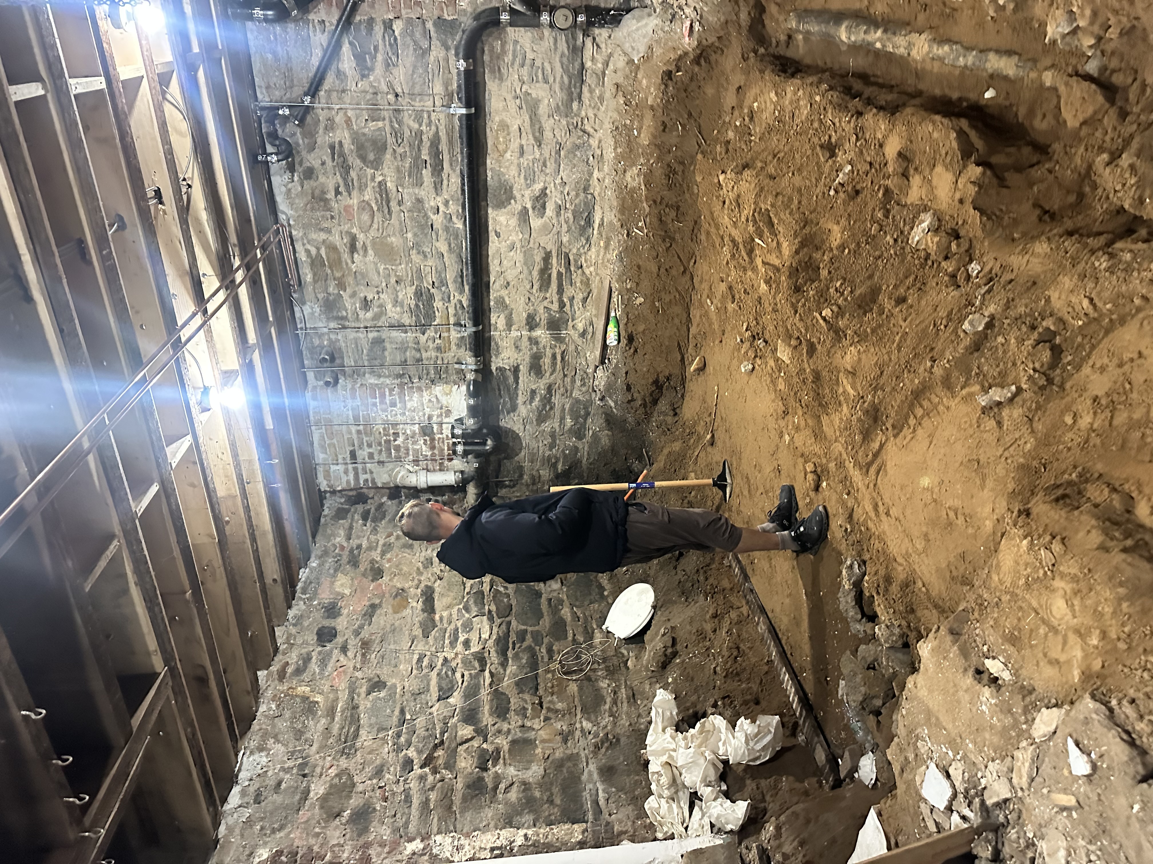 Construction in progress - excavating the basement